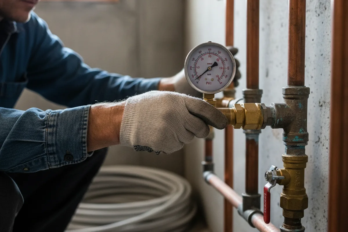 Pressure testing a repaired line during Water Line Repair in Dawson